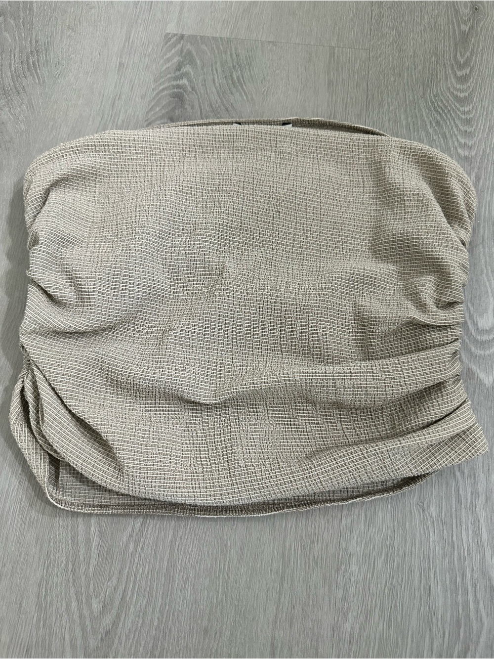 Zara Textured Beige Ruched Crop Tube Top